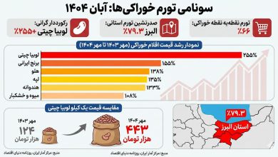 داغ ترین ماه تورم / این استان صدرنشین تورم خوراکی‌ها شد/ لوبیا چیتی ۲۵۵ درصد گران شد
