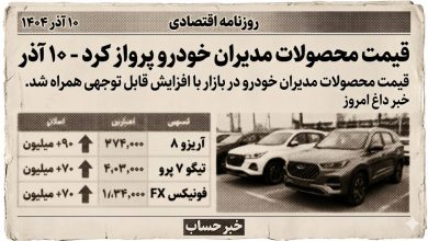 قیمت محصولات مدیران خودرو پرواز کرد - ۱۰ آذر